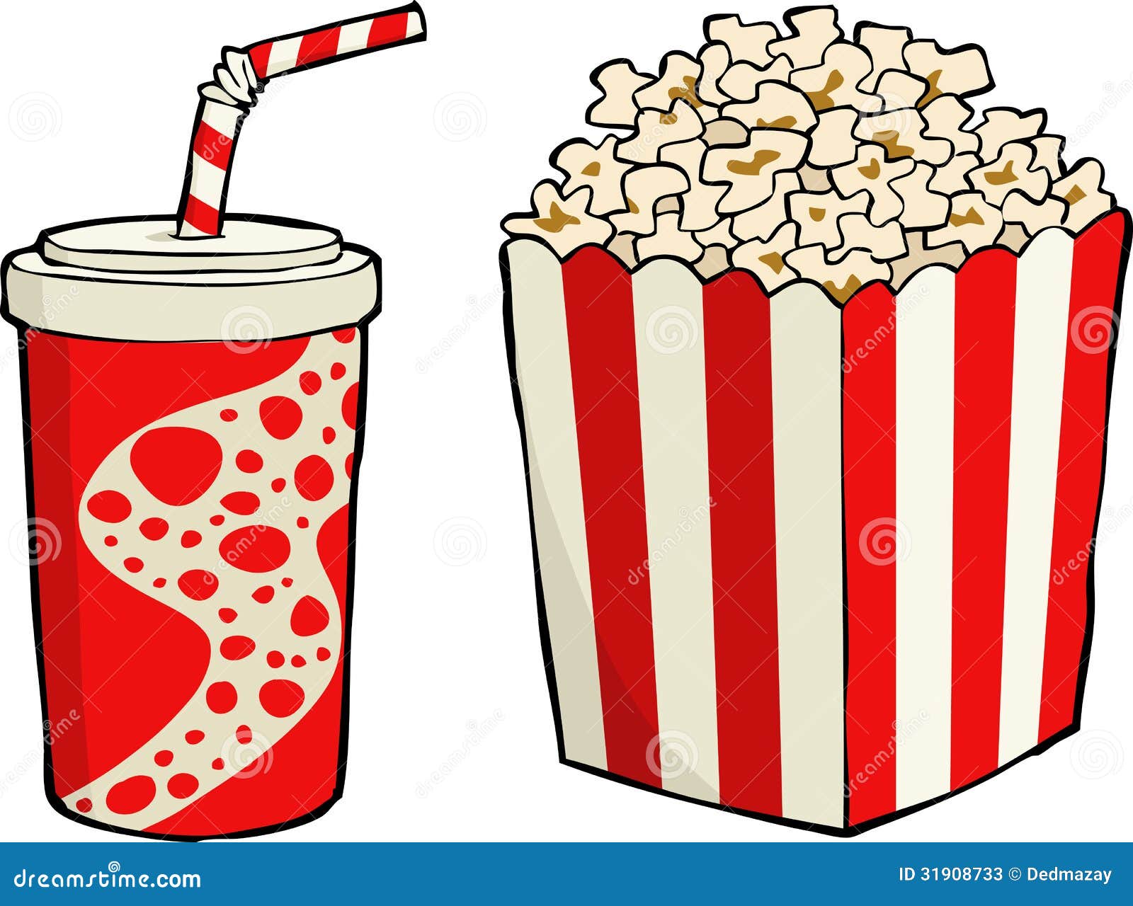 Cartoon Popcorn and Soda Cartoon Popcorn and Soda